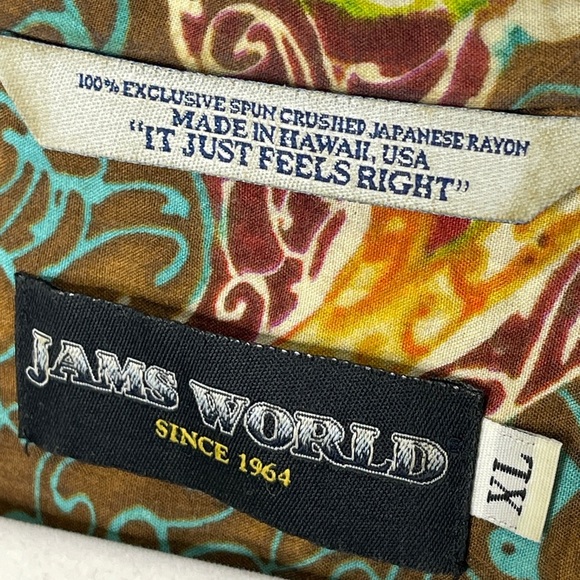 Vintage Jams World Buttons Hawaiian Shirt XL Jitterbug Print Pocket Short Sleeve - Picture 3 of 7